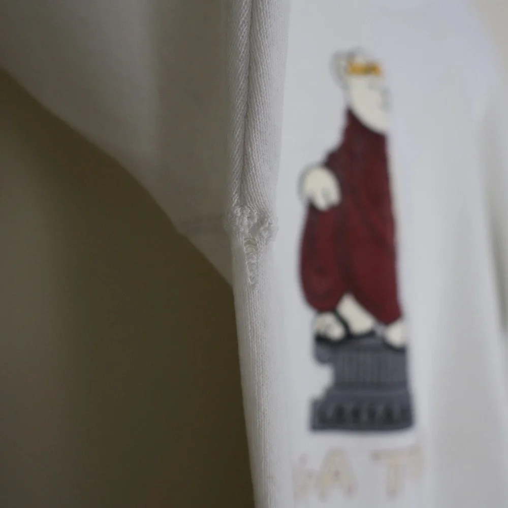 Vintage Caesars Toga Teddy Puff Print Sweatshirt Distressed‎ White XL 23.5x27